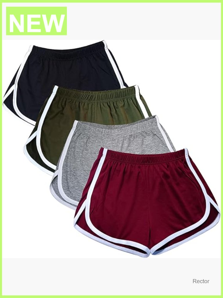 4 Pack Women's Cotton Yoga Dance Active Shorts Athletic Cycling Hiking